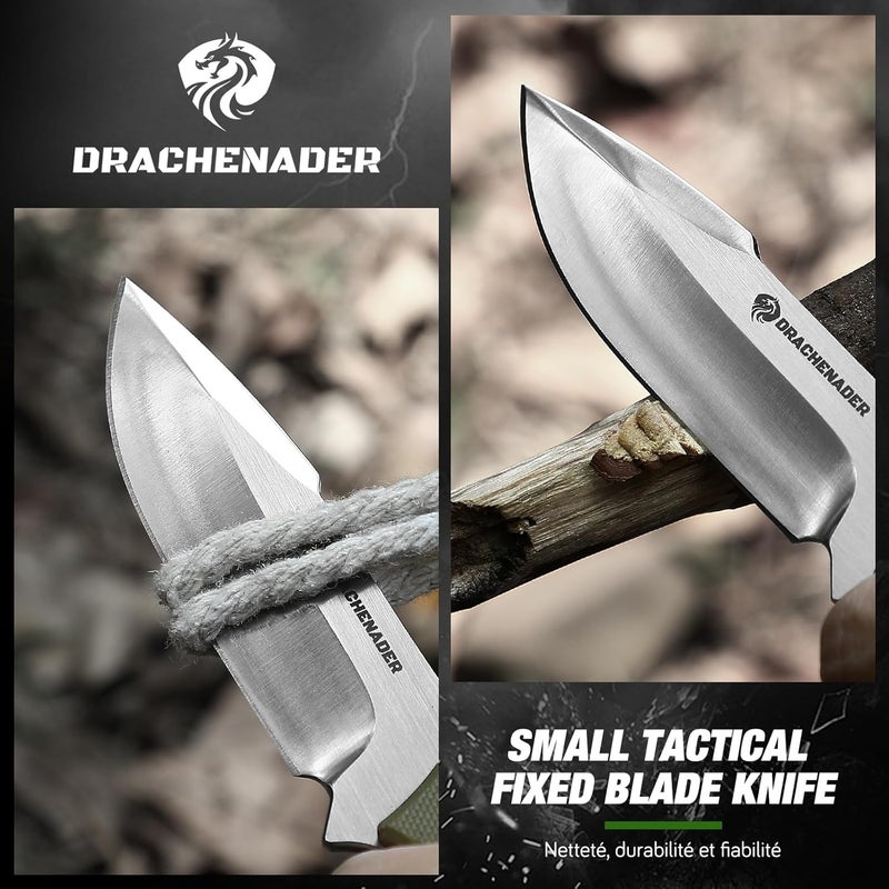 DRACHENADER Small Fixed Blade Knife 7 inch Tactical Knife EDC D2 Steel with Kydex Sheath, G10 Handle, Clip Lock and Gift Box, Versatile for Horizontal and Vertical Carry - Image 4